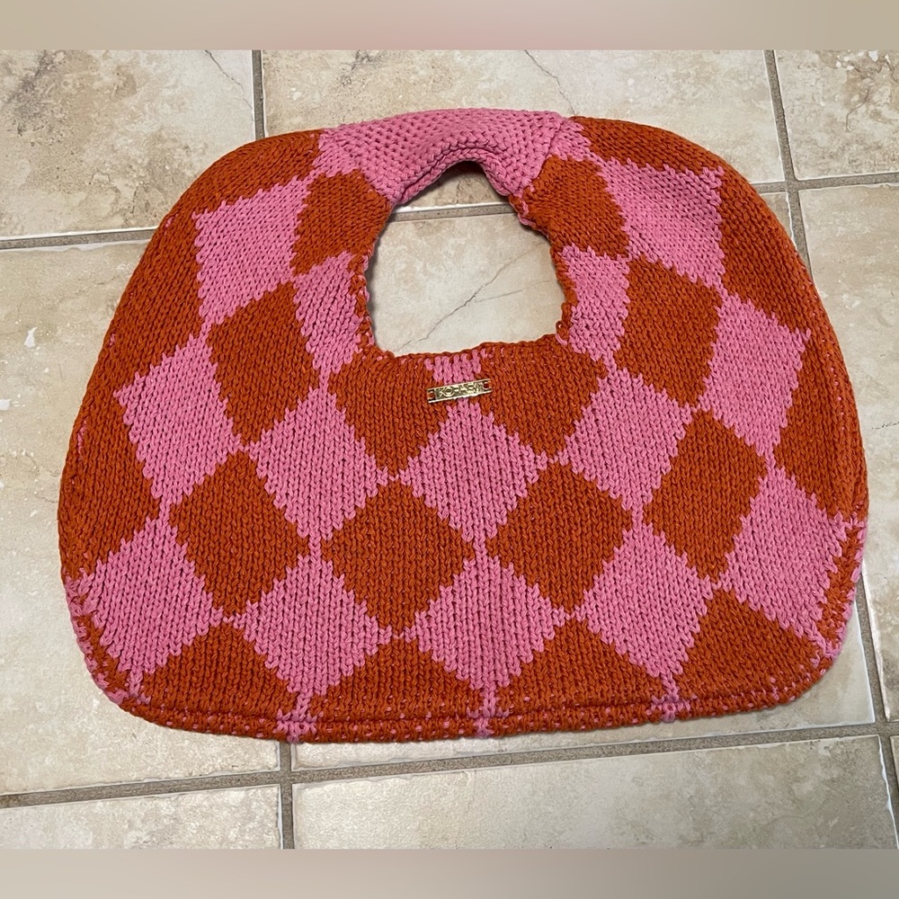 KOPARI Limited Edition Knit Argyle Bag Slouchy Circle Purse  New without tags